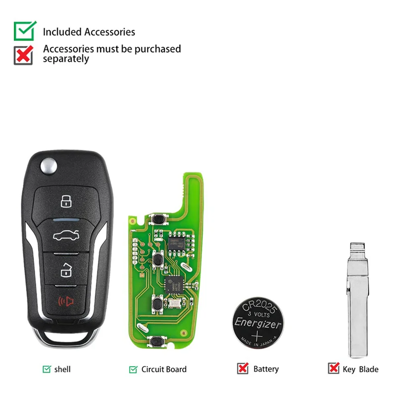 

A82E-XEFO01EN Car Remote Key For Ford Flip 4 Buttons Built-In Super Chip English Version VVDI Mini Key