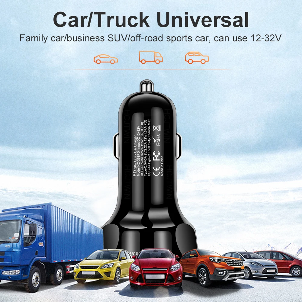 Type C 20W USB Car Charger 4 Ports Fast Charge PD QC3.0 For Xiaomi 14 POCO iPhone 15 Huawei Samsung Fast Charging Adapter in Car image 5