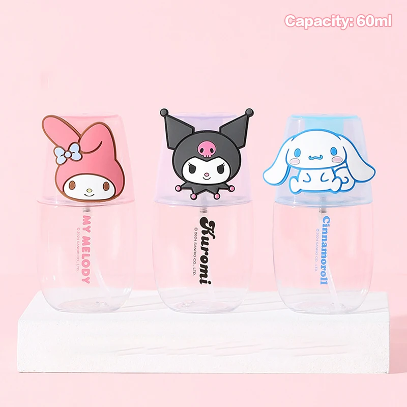 60 Ml Hello Kitty Sanrio Separate Storage Bottle Kuromi Melody Anime Kawaii Purin Dog Kittys Xo Summer Cartoon Cosmetics Spray