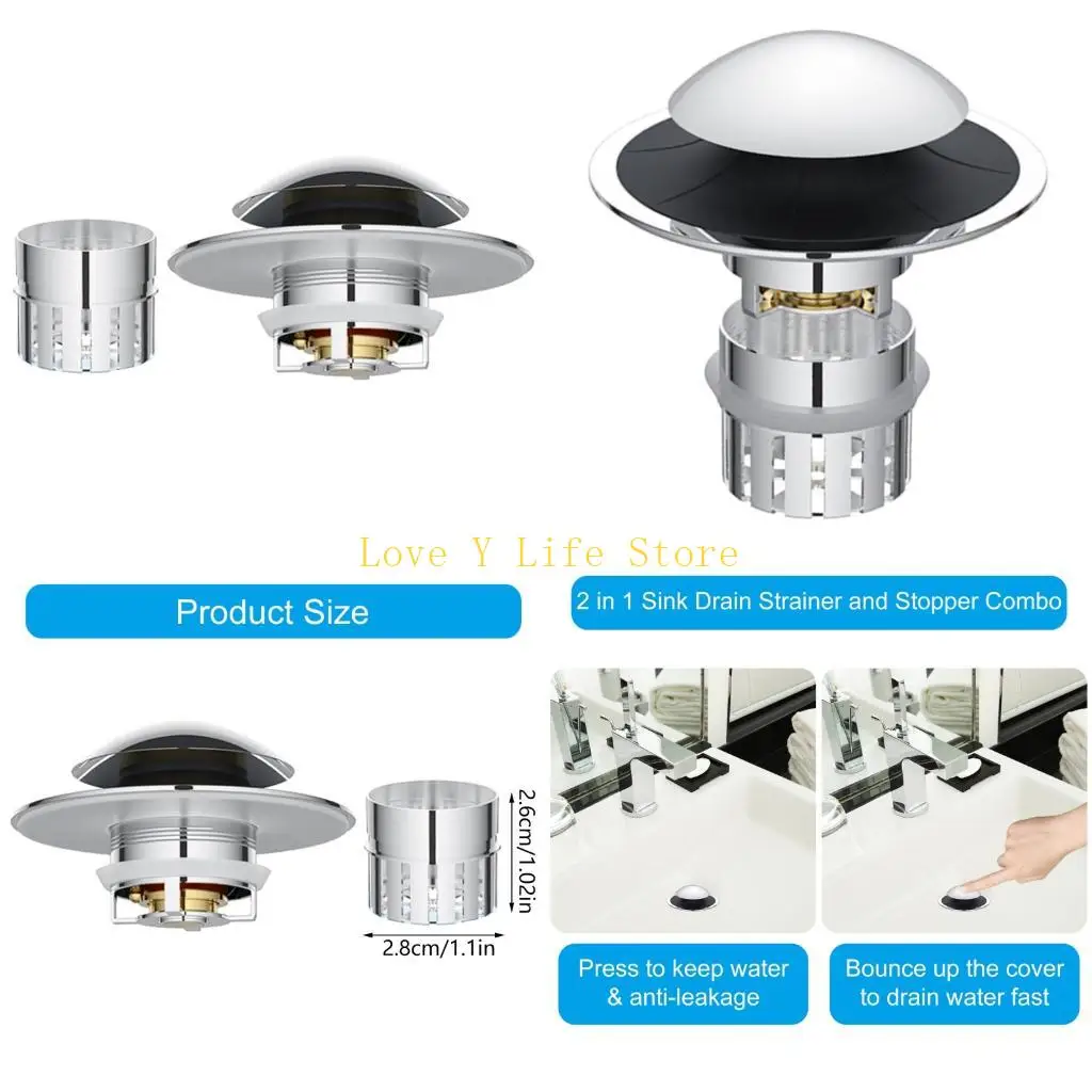 

L74C Practical Bath Drain Covers Without Clog Plugs Sturdy Copper Filter Insert