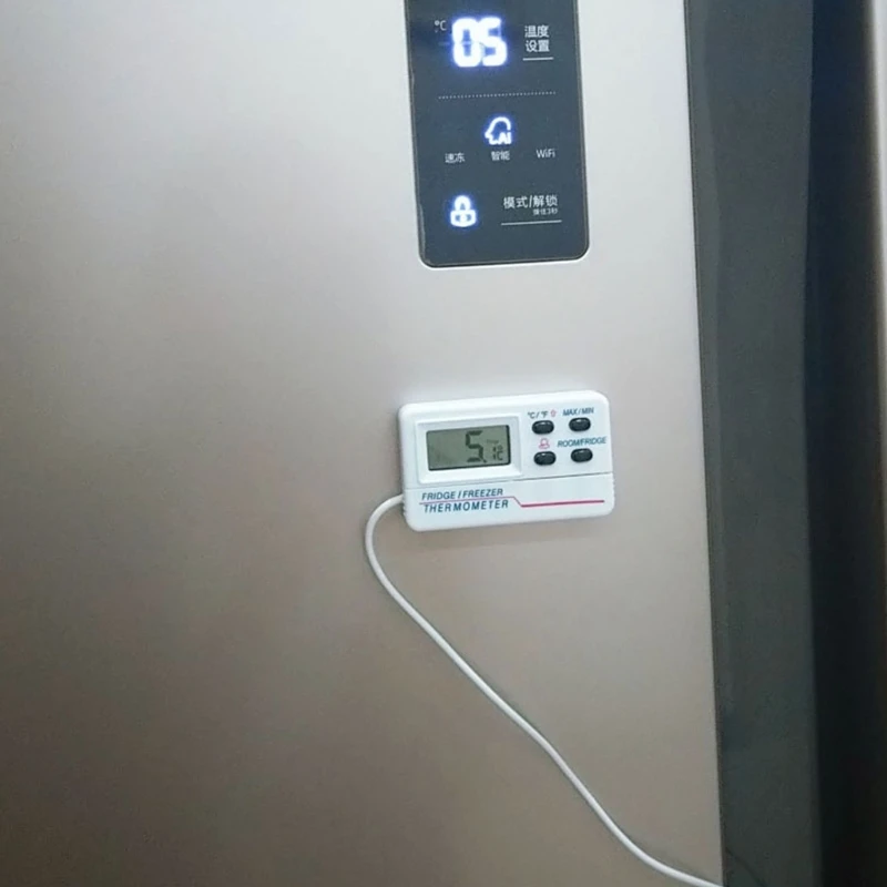 LCD Fridge Freezer Thermometer Digital Refrigerator Thermometer with 2 & Alarm Indoor Outdoor Temperature Gauge