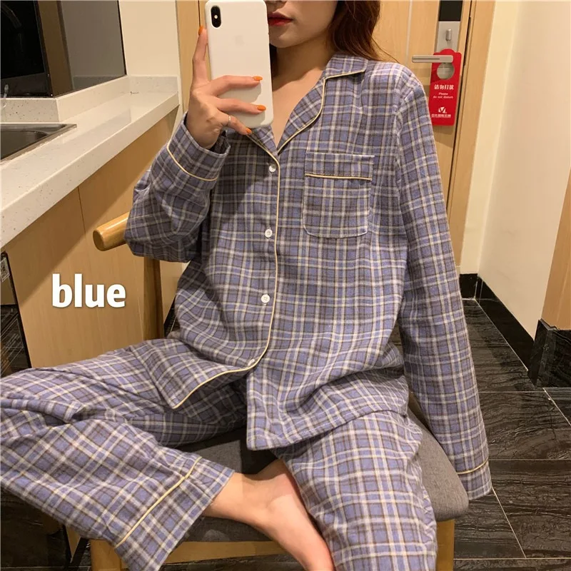 Spring And Autumn 2 Piece Ladies Long Sleeve Pajamas Homewear Women Students Fresh Homewear Long Pants Set Pajama Set