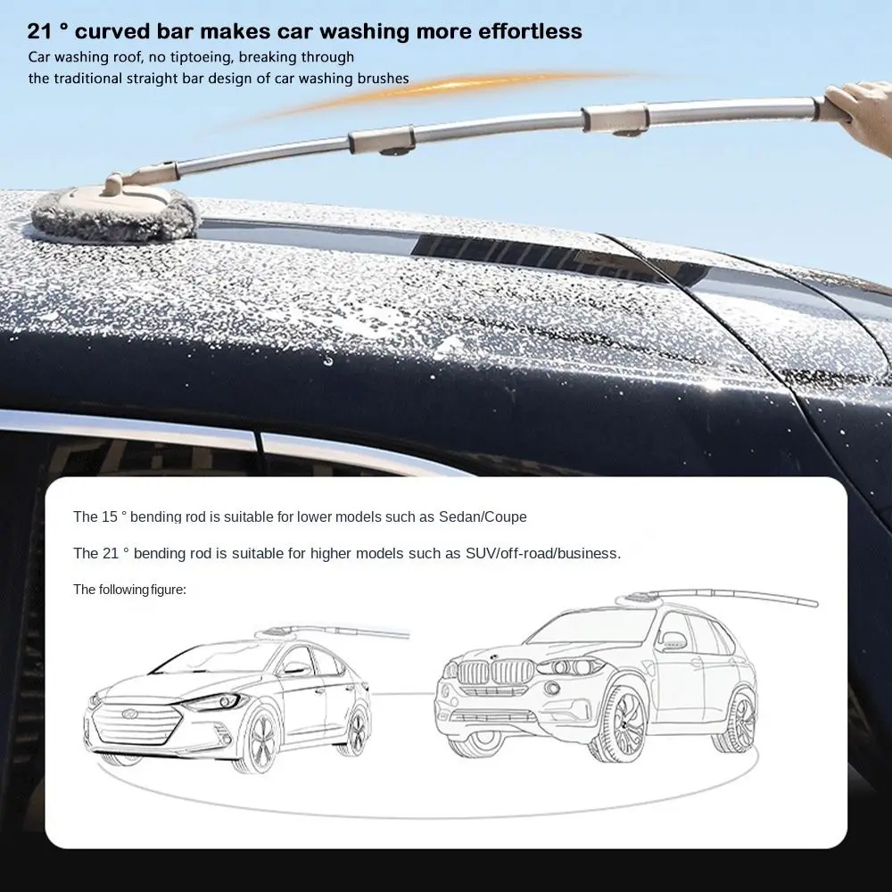 New Retractable Bent Bar Car Washing Mop Telescoping Adjustable Cleaning Brush Long Handle Car Window Wheel