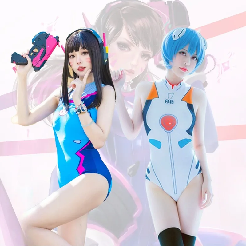 

Game Over Watch Swimwear Evangelion Cosplay Ayanami Rei Asuka Langley Soryu Dva Costume Jumpsuit Swimsuit Women Adults