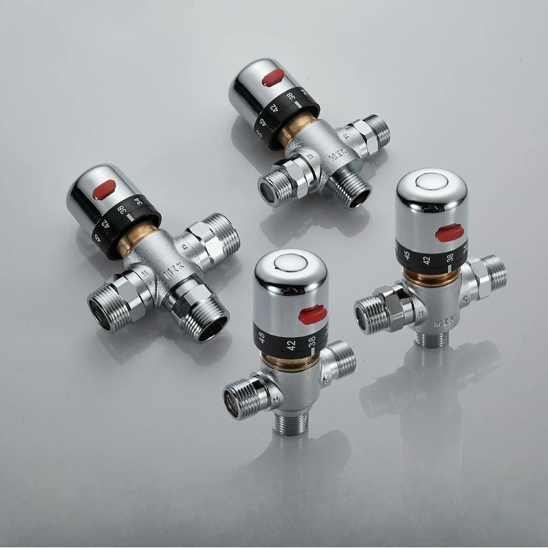 Robinet mélangeur thermostatique en laiton 1/2'' 3/4'', vanne de régulation de température pour chauffe-eau solaire et mini chauffe-eau