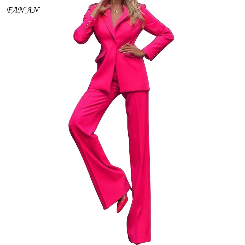 New Women's Hot Model 2024 Spring Fall Solid Color Commuter Office Fashion Sexy Suit Jacket Trousers Two Sets of Women's Suits