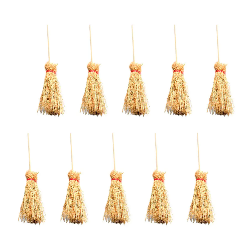 

10 шт. миниатюрных метелок для имитации домашней уборки, реалистичные, для декора рабочего стола, микроландшафта, реквизит для фото, подарок