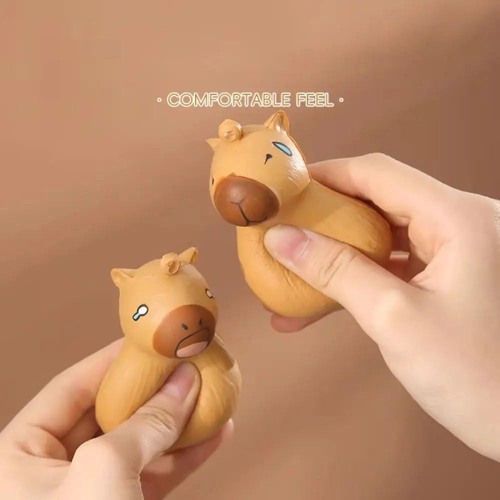 Keyring Capybara Squeeze Keychain Soft Cute Simulation Capybara Pinch Toys TPR Novelty Slow Rebound Toys Kids Tricky Doll