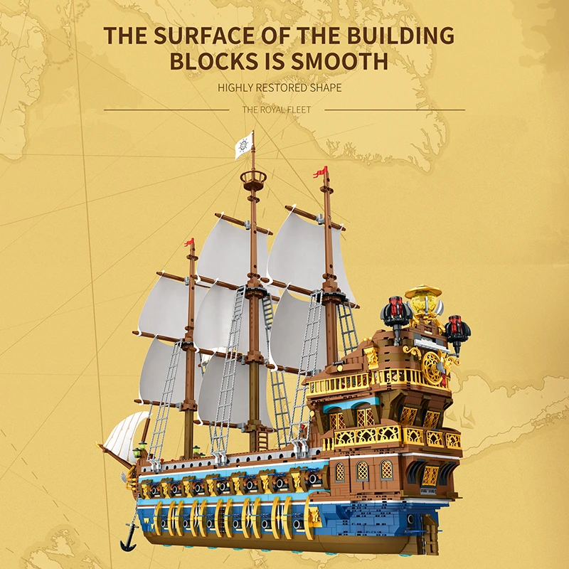 3162PCS Pirate Ship Building Blocks Royal Sunshine Sailing Boat Assembly Model Bricks Children's Educational Toys Holiday Gifts