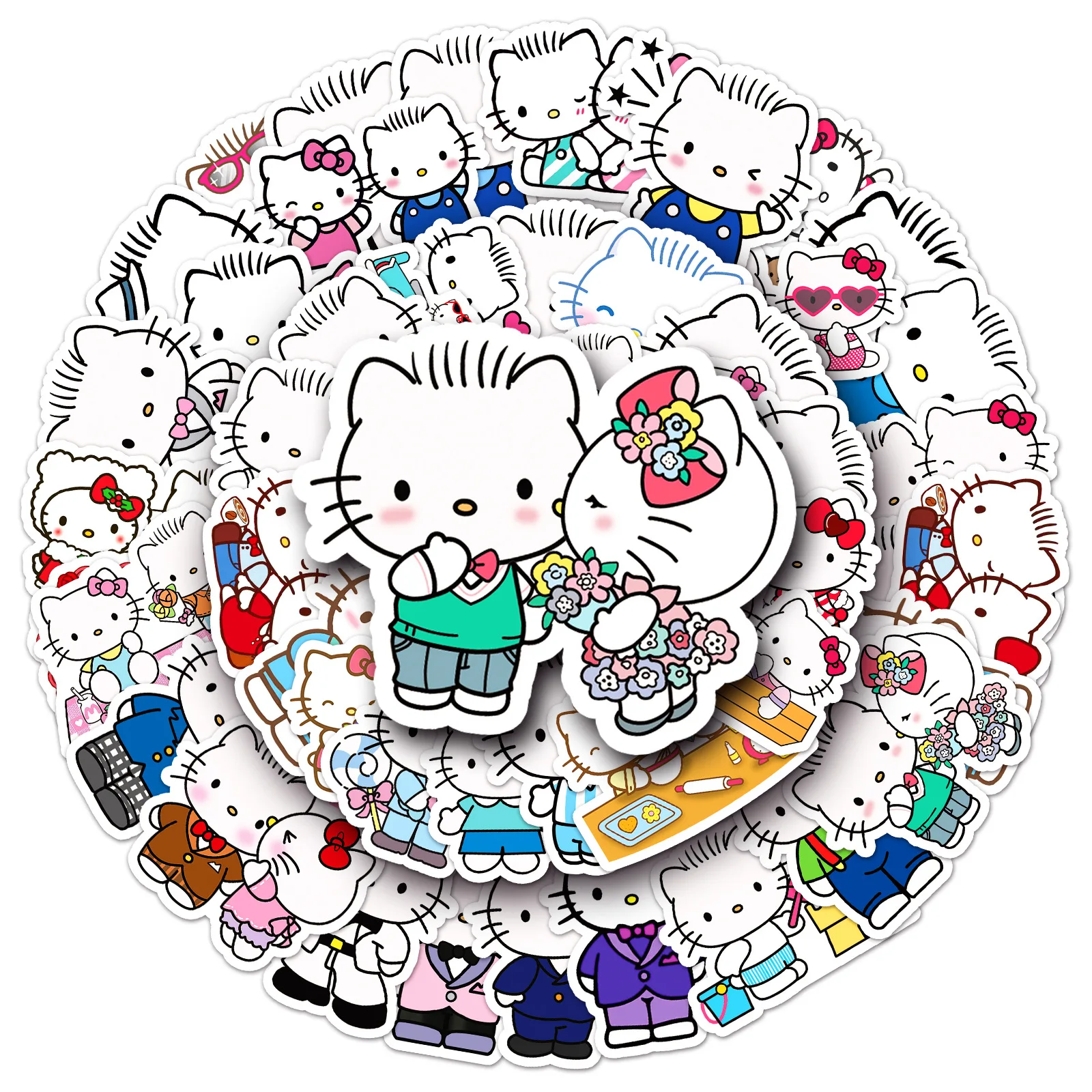 50 Stuks Nieuwe Sanrio Cartoon Schattige Hello Kitty Mobiele Telefoon Waterdichte Sticker