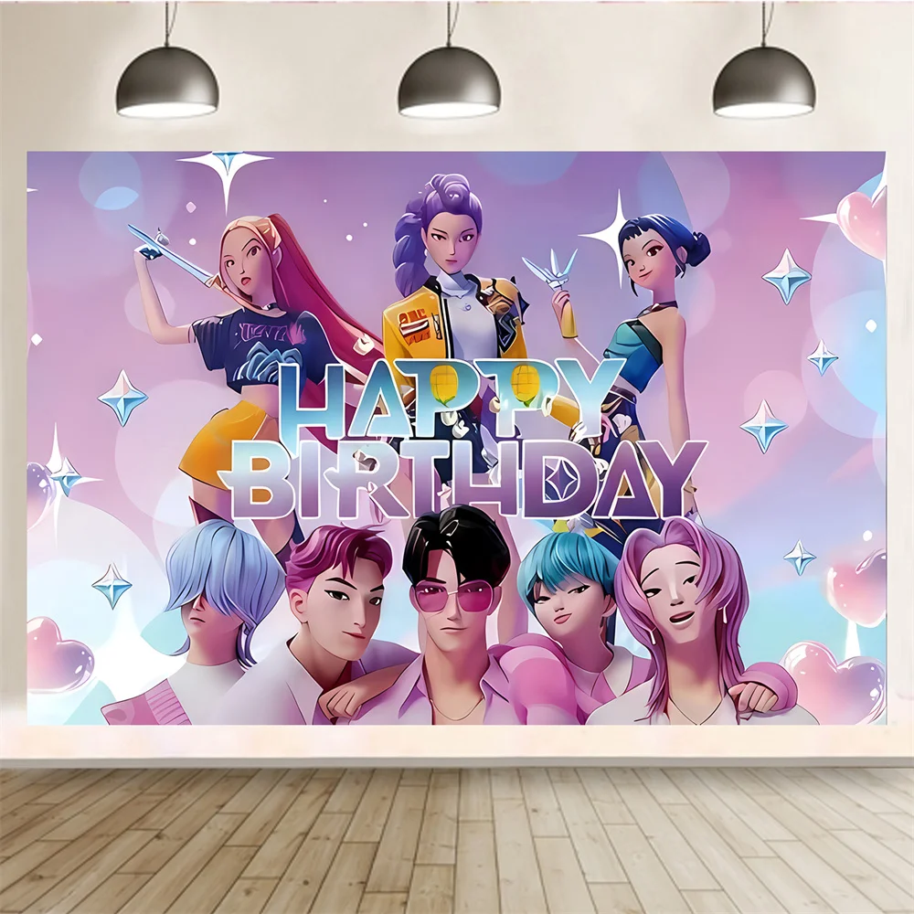 Toile de fond décorative - Décorations de fête K-Pop, toile de fond pour photomaton pour anniversaire d'enfants, diffusion en direct, décoration murale de chambre