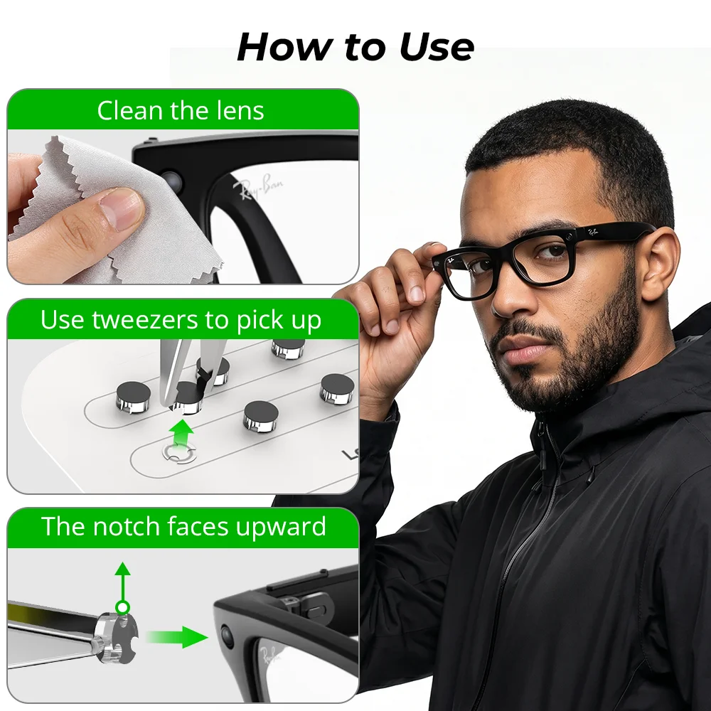 HIBLOKS LED Shade Stickers For Ray-Ban Meta Blayzer Optics RW7001 Scriber RW7002 (Gen 2) Smart Glasses Blackout LED Covers view 6