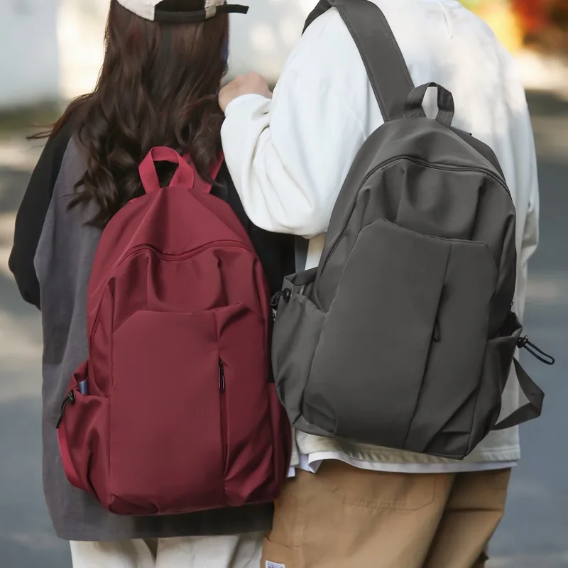 

Solid Color Large-capacity Backpack School Commuter Bag Female High School Students Leisure Outdoor Shoulder Bag for Men Women