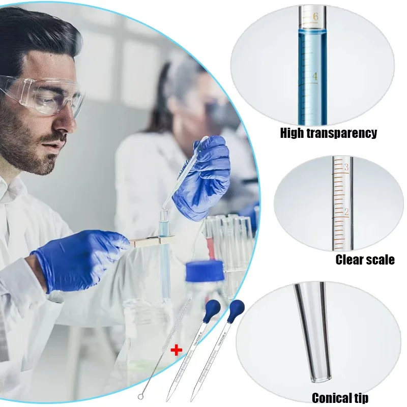 Thick Glass Dropper Portable Essential Oils Water Rubber Head Scale Pipette 0.5-10ml School Dropping Tube Rubber Head Pipettors