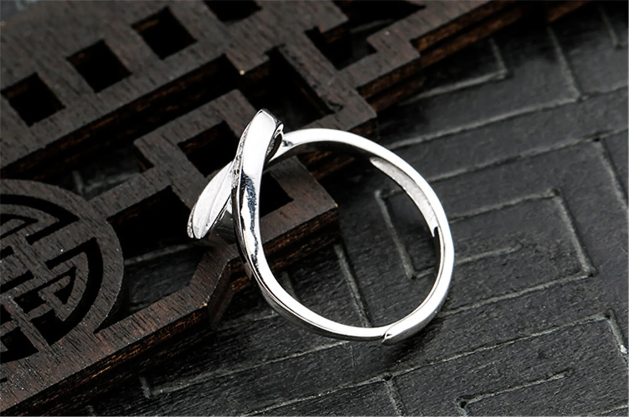 Ring Blank (10x12mm Oval Blank) Adjustable Ring Setting White Gold Plated 925 Sterling Silver Zircon Ring Base R1534B