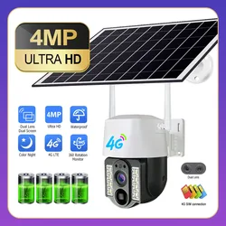 Impermeável Solar Smart Camera, Proteção de Segurança Doméstica, Lente Dupla, CCTV, Wi-Fi, IP, Ao ar livre, Sem Fio, 4G, 1080P, Cartão SIM, 4K