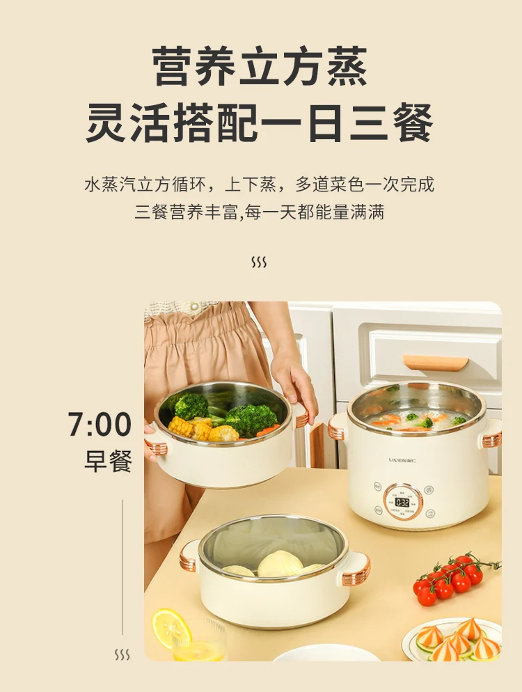 Leen Electric Steamer Multi Functional Three Layer Cooking Integrated Pot Steamer Cooker Buffet Food Warmer Steamer Pot