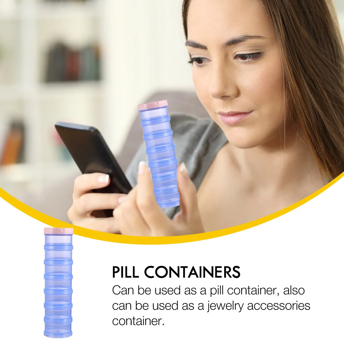 7 Grid Pill Box Travel Friendly Compact Pill Organizer for Daily Medication Vitamins Supplements and Small Jewelry Accessories