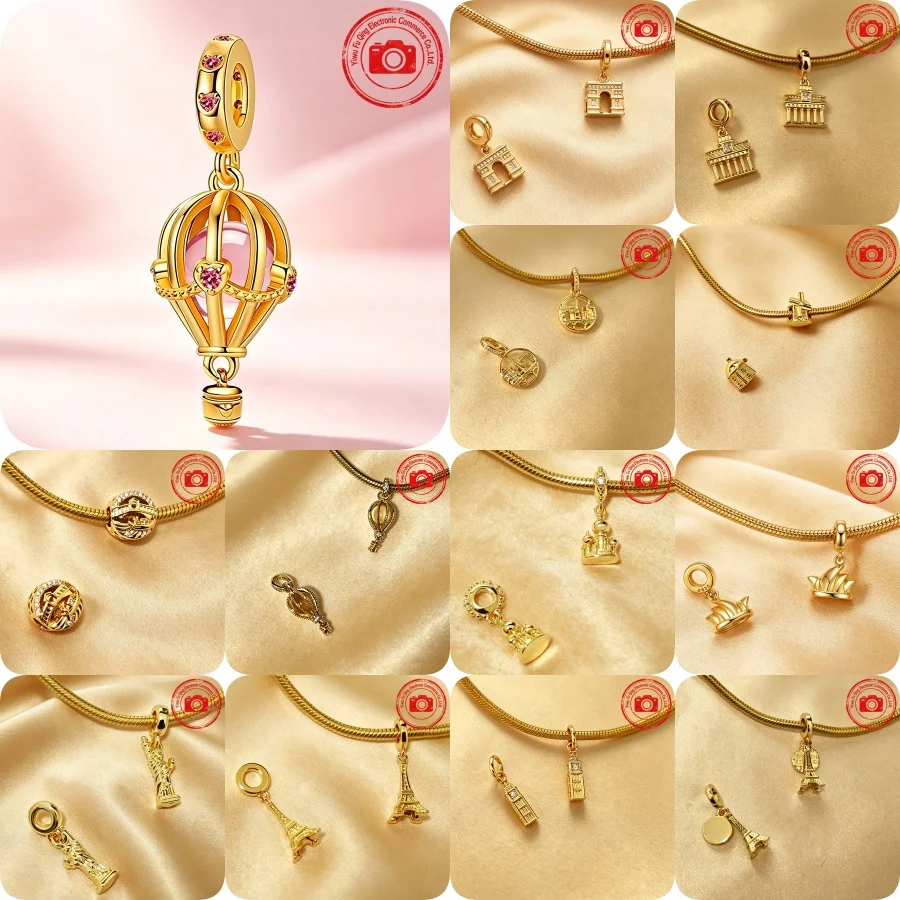 Sparkling Safety Chain Clip Pet Paw Print Snowflake Rose in Bloom Charm Beads Fit Original 925 Silver Bracelets DIY Jewelry Gift