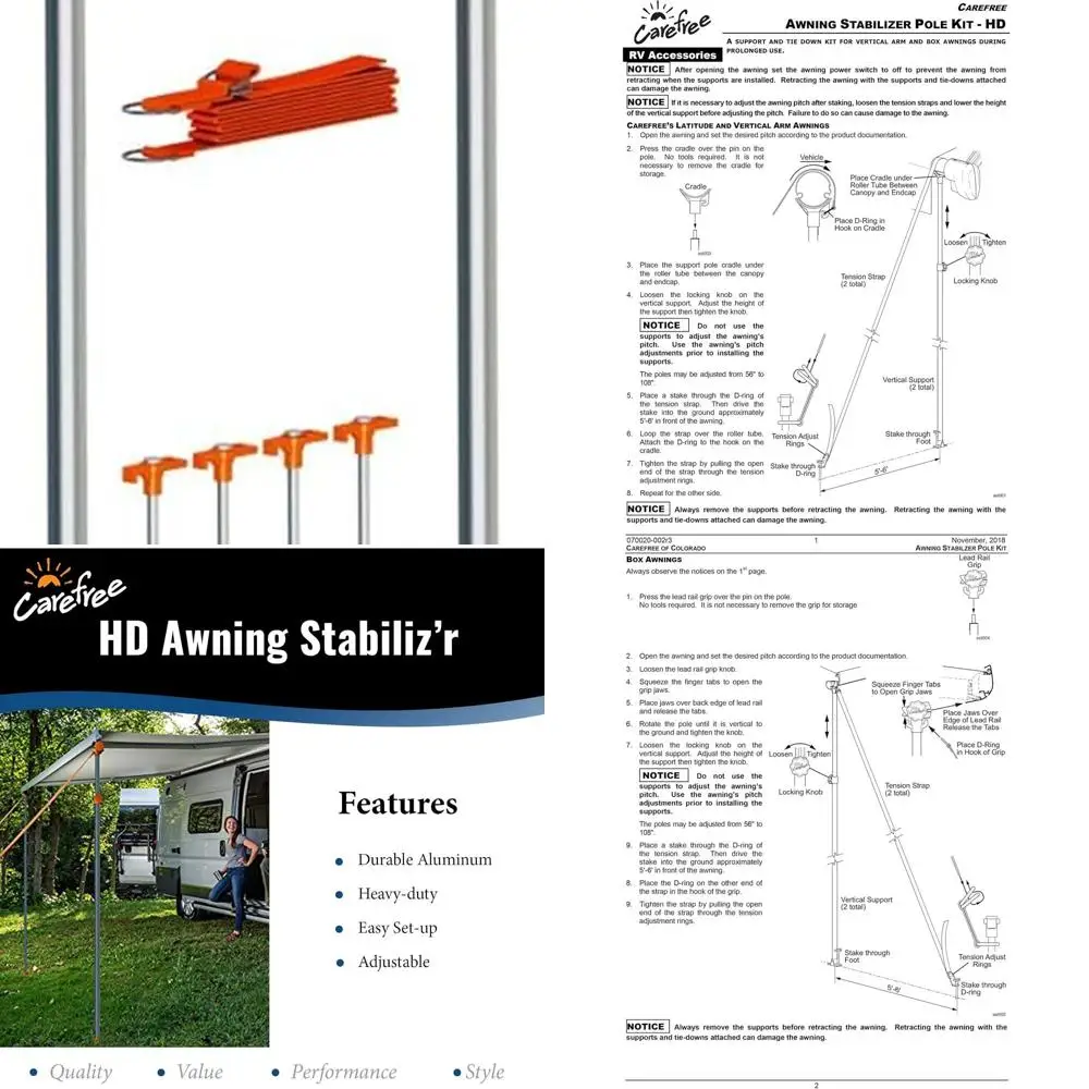 

Комплект стабилизационных столбов для тентов Colorado HD — комплект для крепления тентов и крепления тентов — поддержка и аксессуары для тентов на колесах (108 дюйма, расширенная длина)