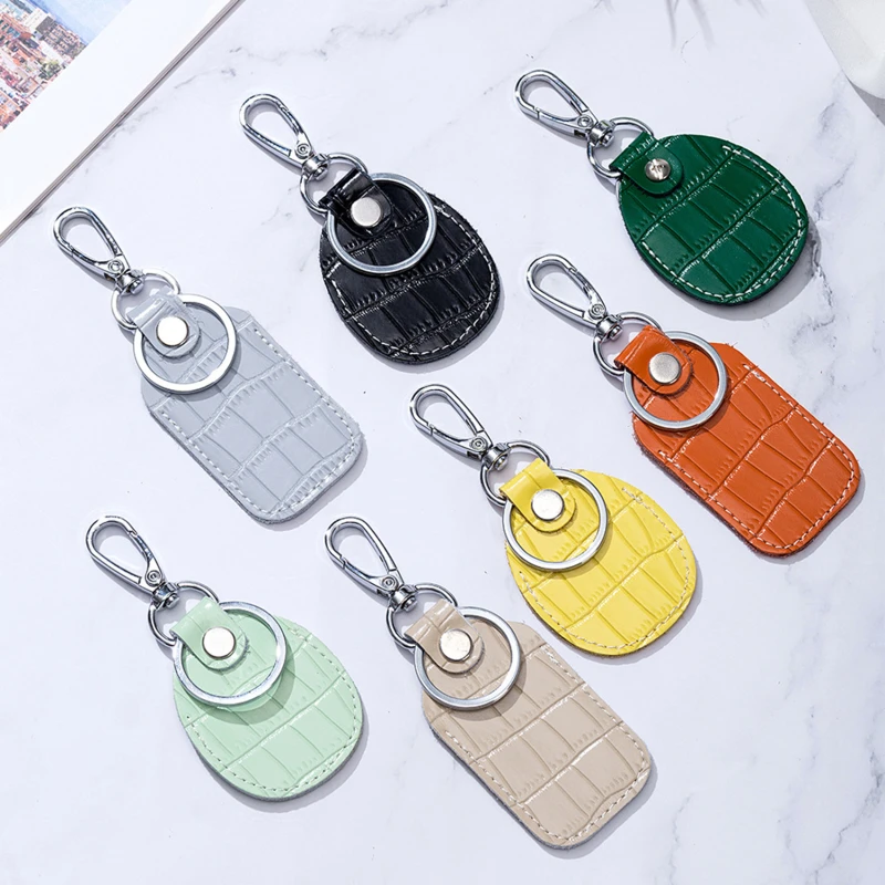 PU Leather Keychain Card Cover For Alarm Tag Intercom Key Access Entry Card Set Car Key Fob Protector Card Protector