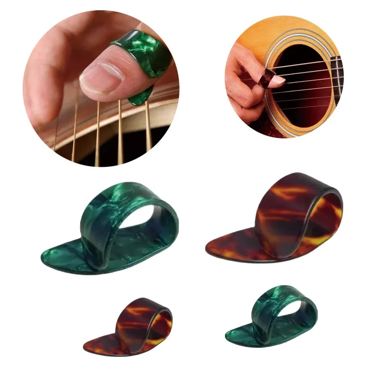 4 Units of Guitar Picks and Thumb Picks, 2 Colored Celluloid Flat Picks / Guitar Replacement Part, Playing Accessories