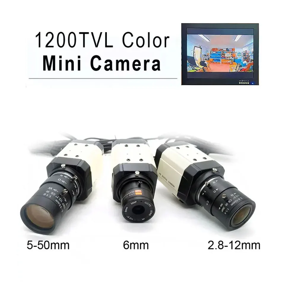 Industrial 1200TVL Color Analog Home Video Security Camera With 6mm 2.8-12mm 5-50mm Varifocal Zoom Lens Support TV Monitor