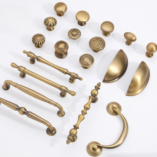 Tirador de armario de cocina de bronce antiguo, tiradores de puertas de armario, tiradores de cajón y zapatero de un solo orificio vintage francés, manija de muebles