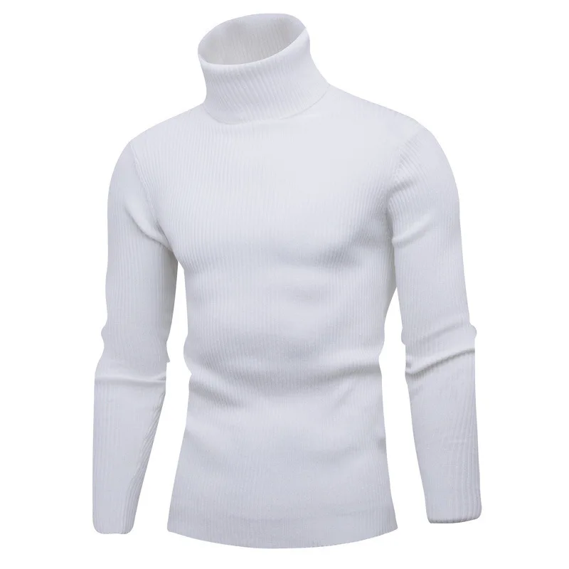 Outono Inverno Nova Camisola De Gola Alta Homens Cor Sólida Casual Malha Pullovers Camisola Mens Slim Fit Pullover Mens Vestuário 2023