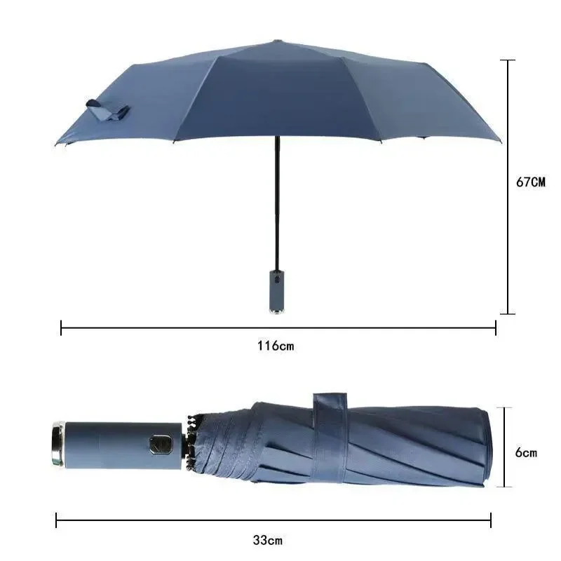 New Umbrella With Led Light Rotatable Handle Flashlight Umbrella Windproof And Rainproof Sturdy And Durable Sunny And Rainy