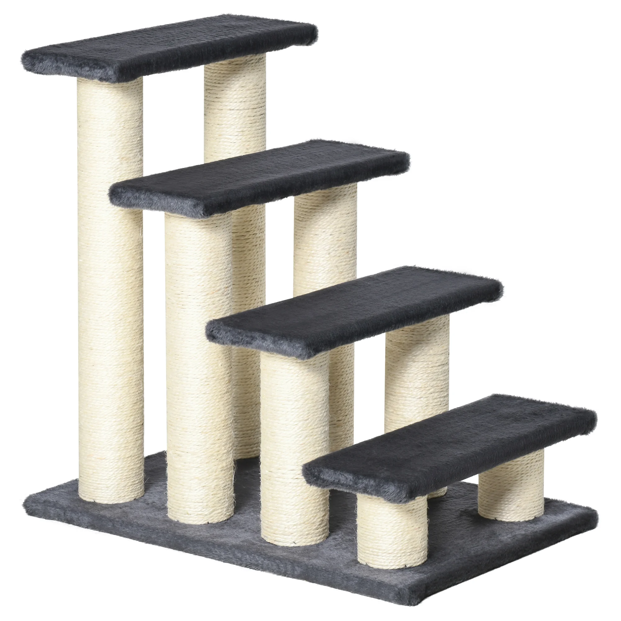 PawHut pet ladder 60x42x61cm plush cover Sisal scraper