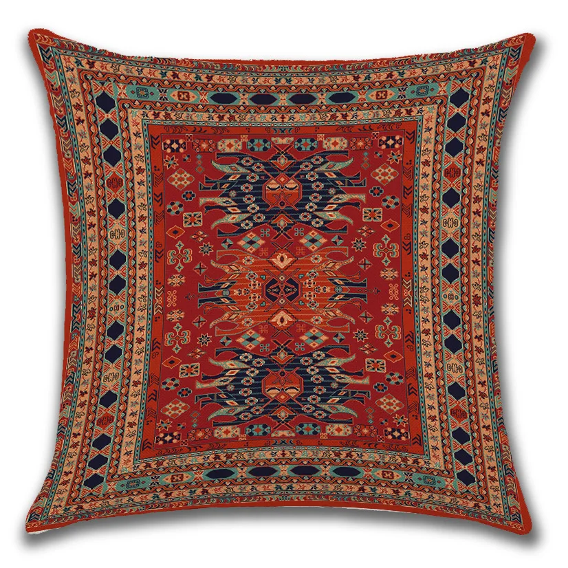 2022 New Ethnic Persian Carpet Print Linen Pillows Case Hot Bohemian Decorative Geometric Throw  Sofa Couch Home Decor