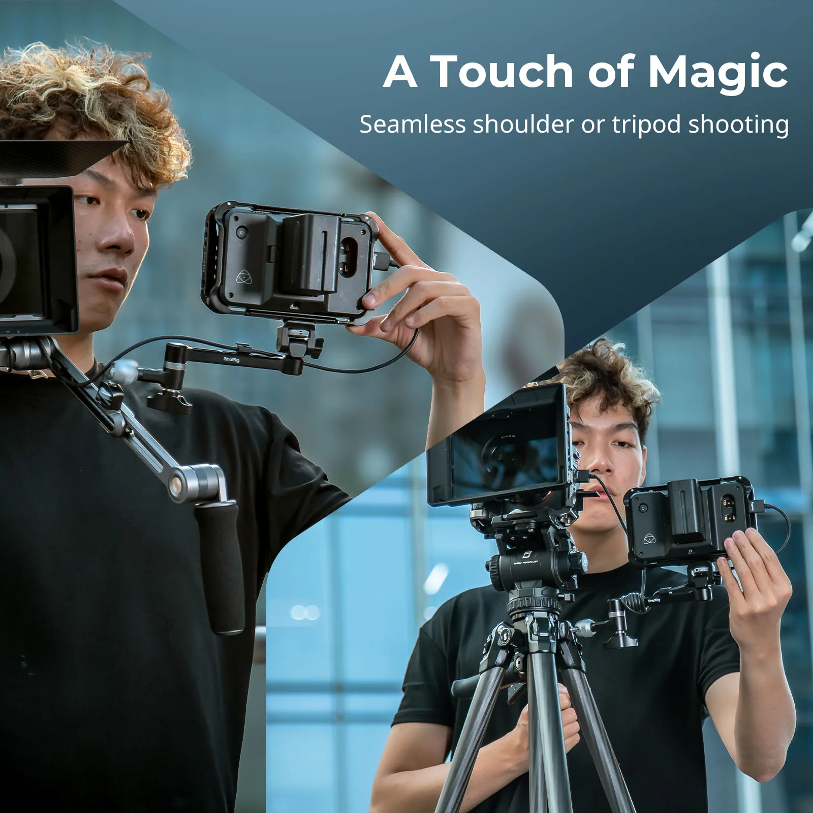SmallRig マジックアームサポート 1/4"-20 ネジ & 格納式ピン付き ショルダー三脚撮影用 カメラモニター用、調整 -5141