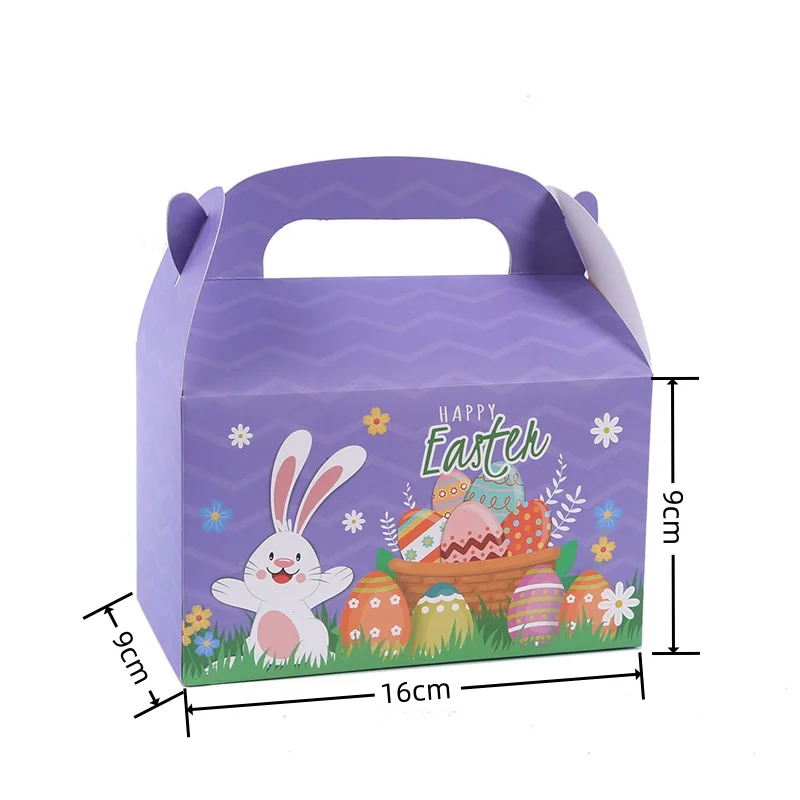 StoBag 12/24pcs Happy Easter Cartoon Kraft paper Gift Box Rabbit Kids Children Packaging Cake Candy Storage Pouch Party Favor