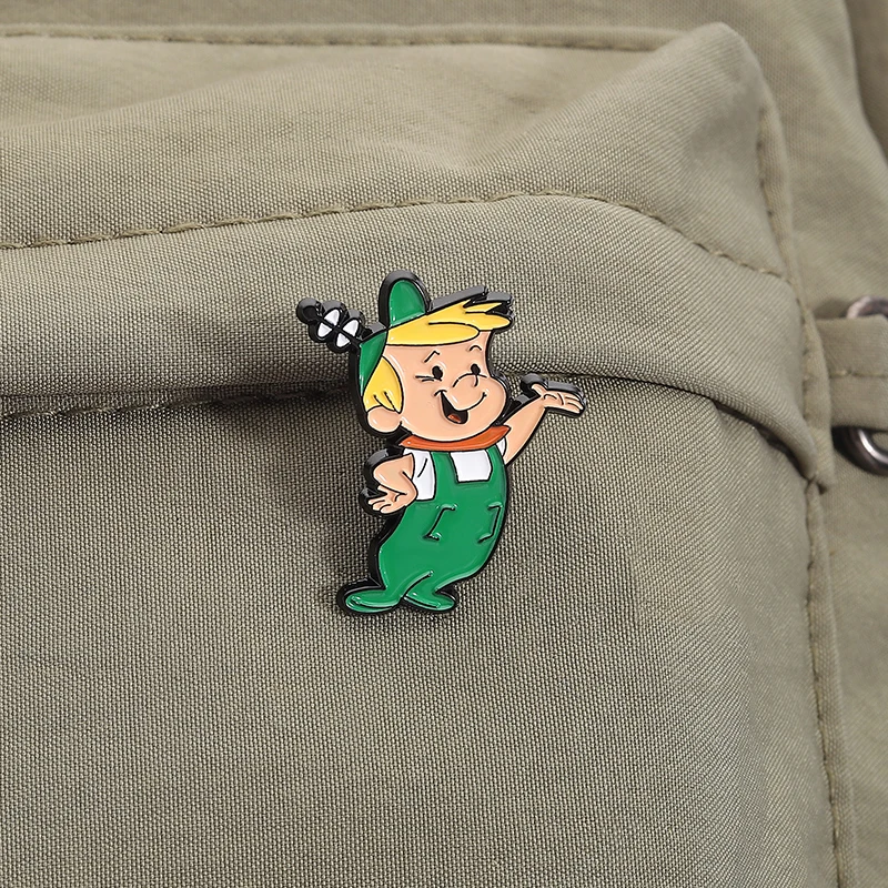 

Dog And Boy Enamel Pins Custom 80s 90s Retro Anime Brooches Lapel Badges Clothes Animal Jewelry Gift for Friends