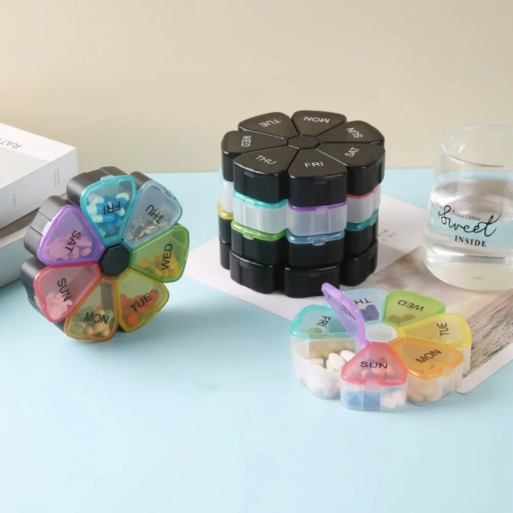 Neue Heiße Tragbare Premium 7 Tage 7 Grids Wöchentliche Regenbogen Pille Fällen Organizer Box Lagerung Container für Medizin Vitamin Fisch Öle