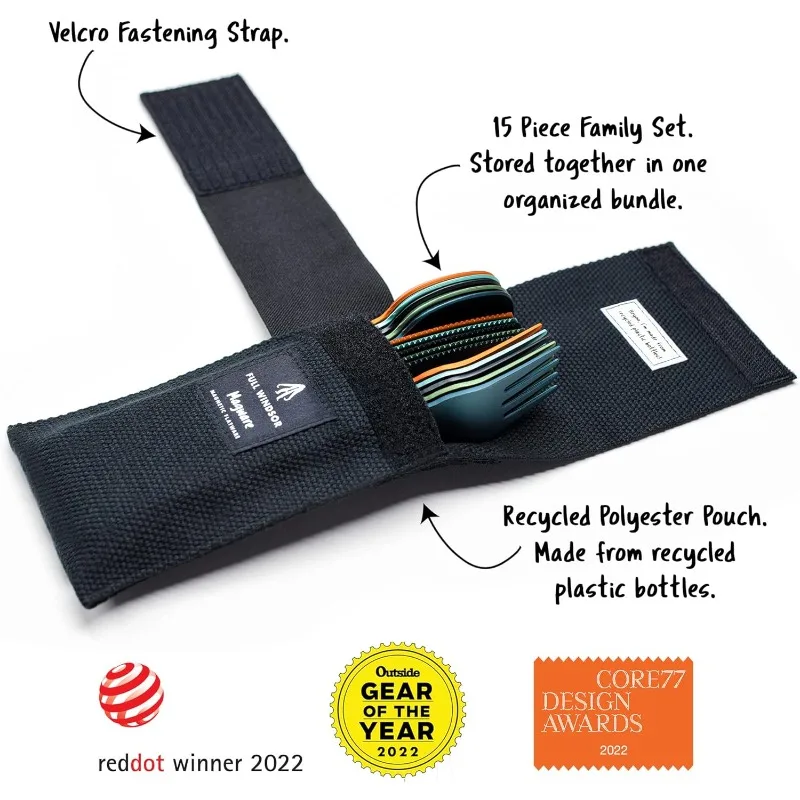 FULL WINDSOR - MAGWARE ชุดเครื่องครัวสแตนเลสแม่เหล็กอุปกรณ์การเดินทางช้อนส้อมช้อนส้อมขนาดกะทัดรัดตั้งแคมป์ (15 ชิ้น)