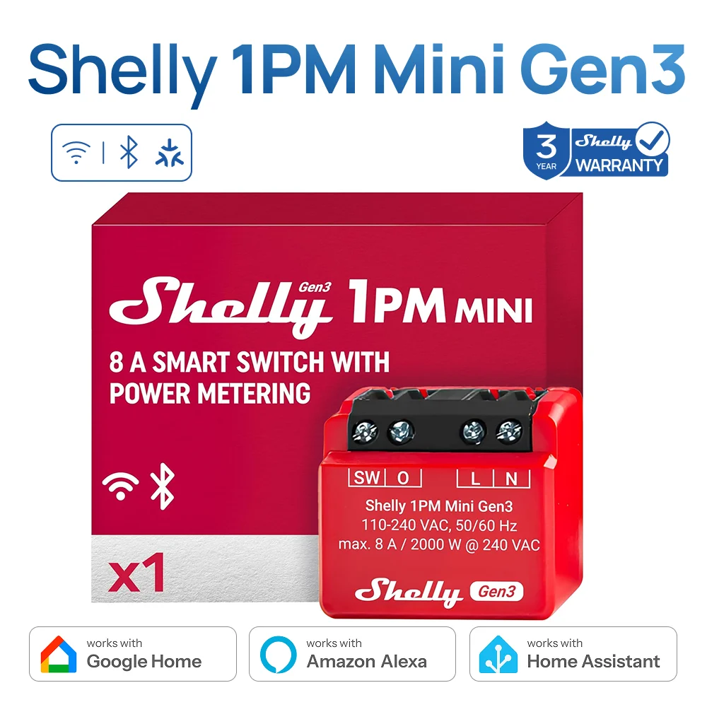 Shelly Relay Module - Shelly 1PM Mini Gen3 WiFi Smart