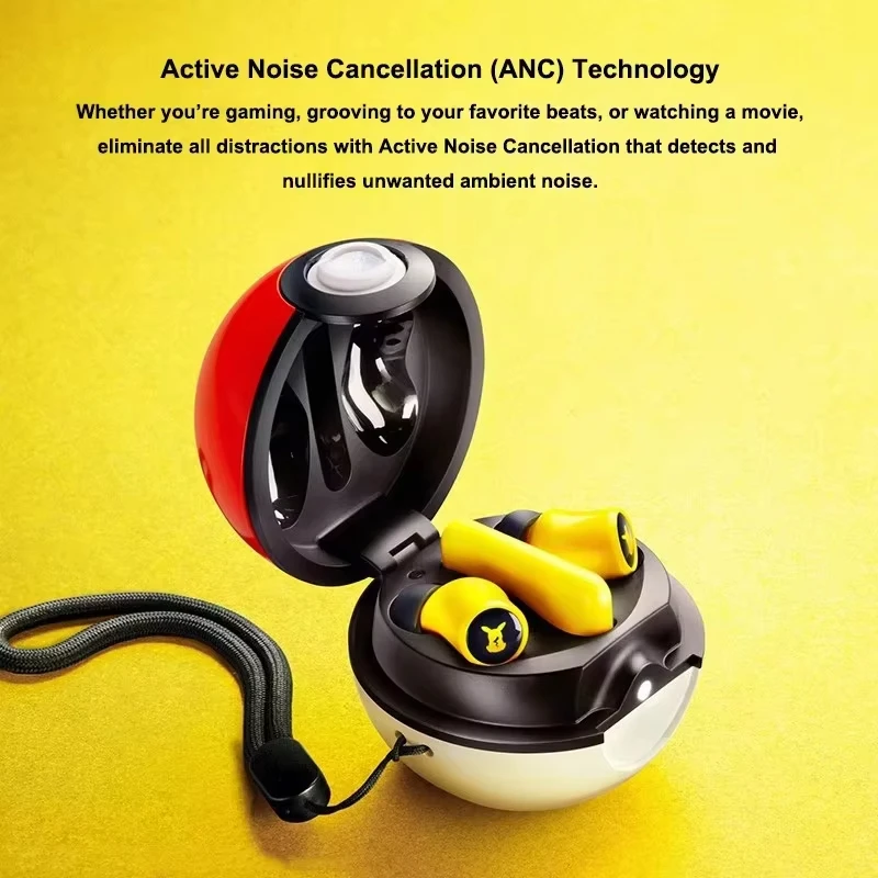 Razer Pokemon Pikachu Edition HyperSpeed True Wireless Earbuds Multi-Platform Bluetooth5.2 Active Noice Cancellation Headsets