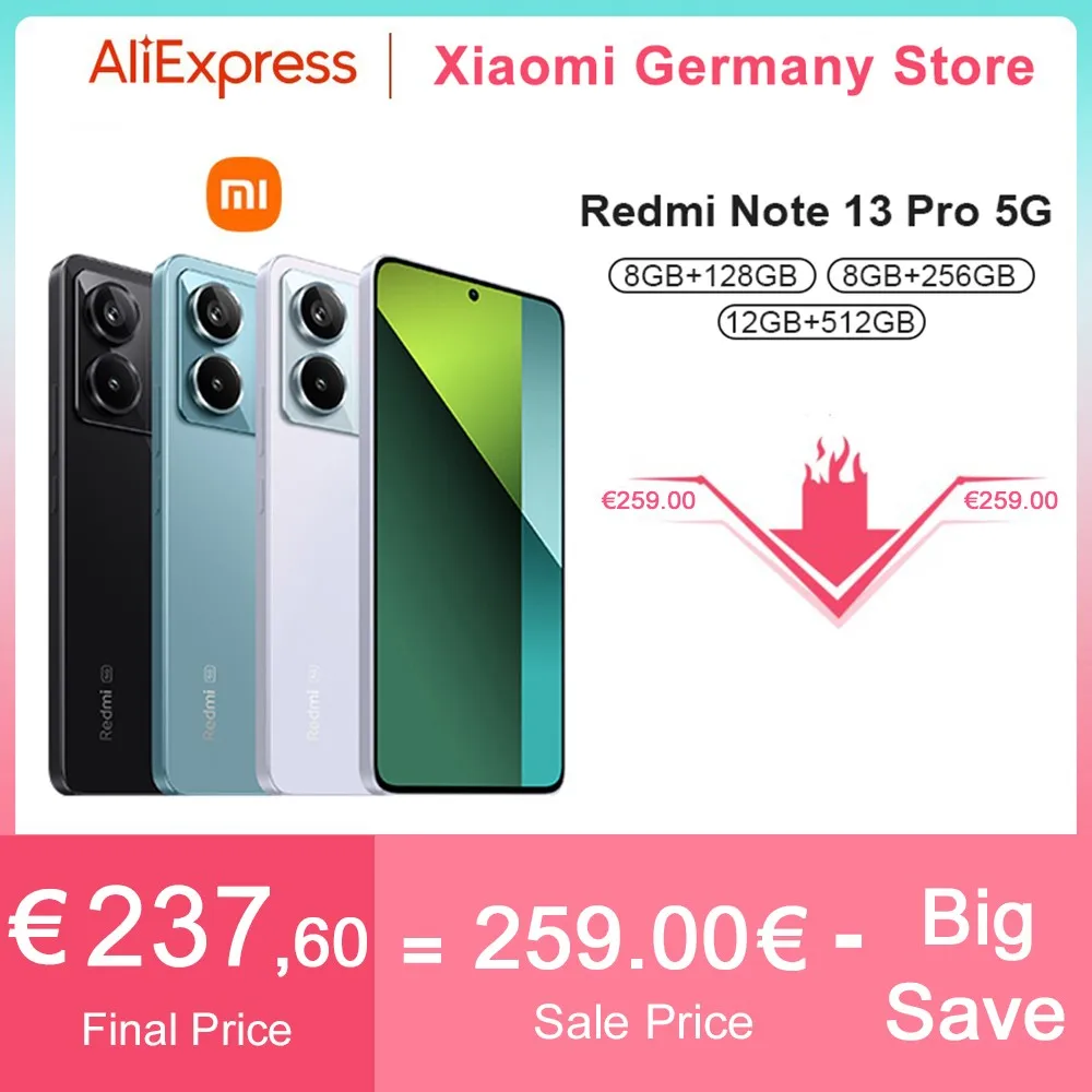 Global Version Xiaomi Redmi Note 13 Pro 5G Smartphone 6.67