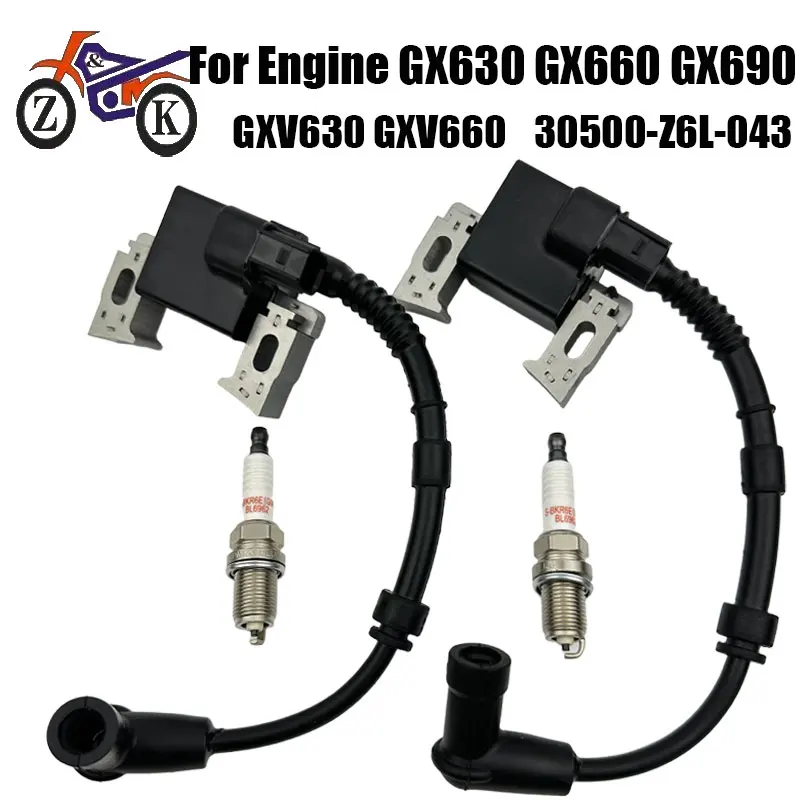 

Комплект катушек зажигания GX630 для двигателей Honda GX660, GX690, GXV630, GXV660 с набором свечей зажигания, замена 30500-Z6L-043