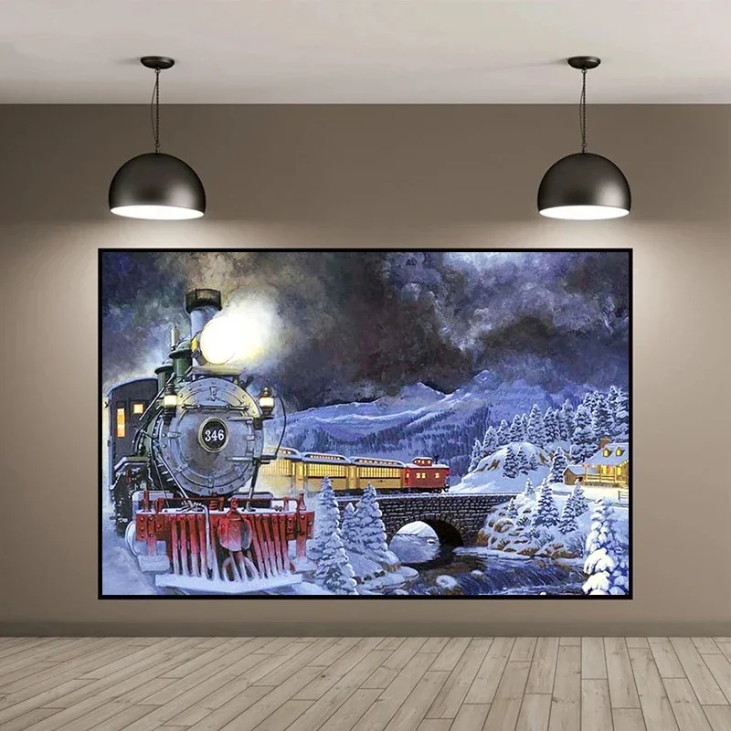 Retro Nostalgic Magic Steam Train Vintage Vehicle Landscape Poster Canvas Painting Wall Art Pictures Home Interior Decor Gift
