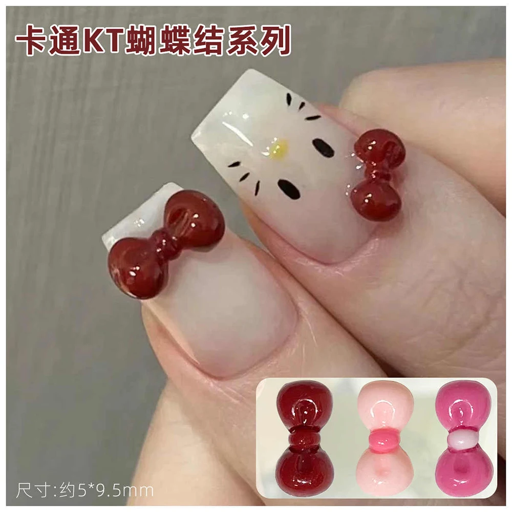 10/50/100/120 Uds. De dijes para uñas con lazo Kawaii, rosa claro/Rosa roja/Borgoña, lazo de dibujos animados, decoración artística para uñas, Mini suministros coreanos para uñas DIY *