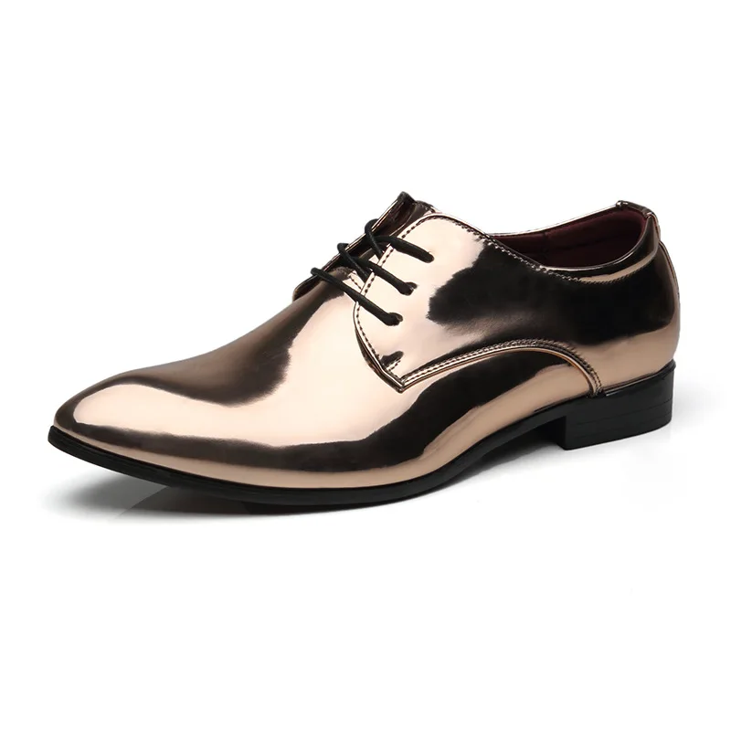 Men Leather Shoes Trend Pointed Toe new Fashion Bright casual Business Shoes Casual Wedding Shoes Big size 46 47 48