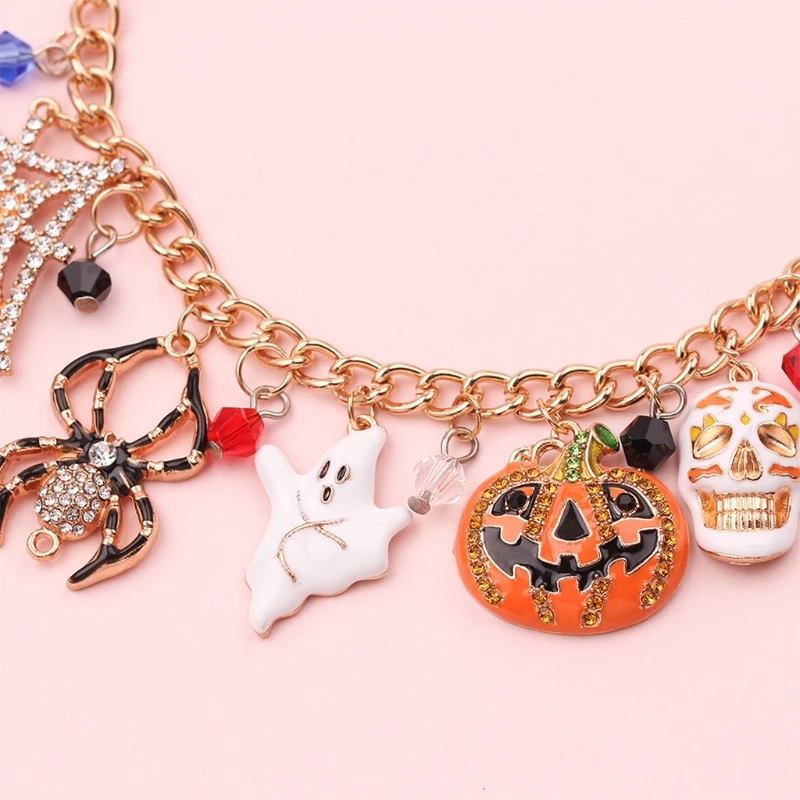 Braccialetti zucca ragno cartone animato Regali braccialetti Halloween con fascino punk gotico