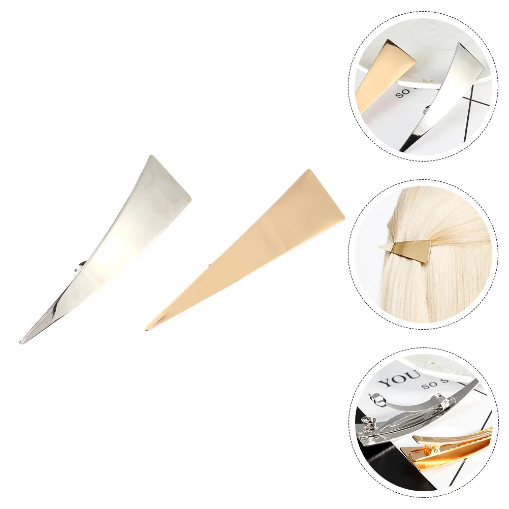 

2pcs Triangle Clips Non-Slip Duckbill Clamps For Thick Thin Curly Straight Hair Zinc Alloy Hairstyling Tools Retro Small Hair