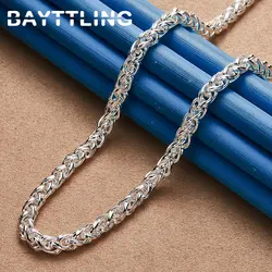 Hip Hop 925 Sterling Silver 18 Inches 8MM Fine Braided Chain Necklace Men Women Fashion Party Gifts Wedding Jewelry Accessories