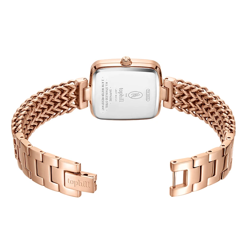 Tophill Luxury Women's Watch Green Jade Dial Rose Gold Bracelet Sapphire Crystal Waterproof Fashion Wristwatch