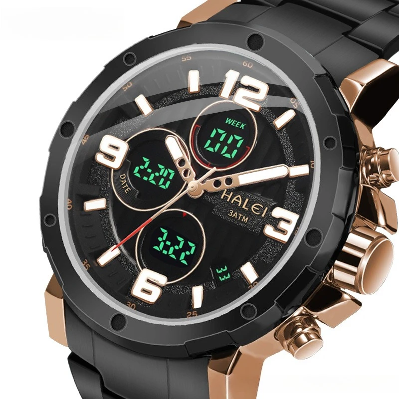 2025 Luxury Men's Quartz Watch Dual Movement Sports Clock Chronograph Calendar Multifunctional Men's Watch