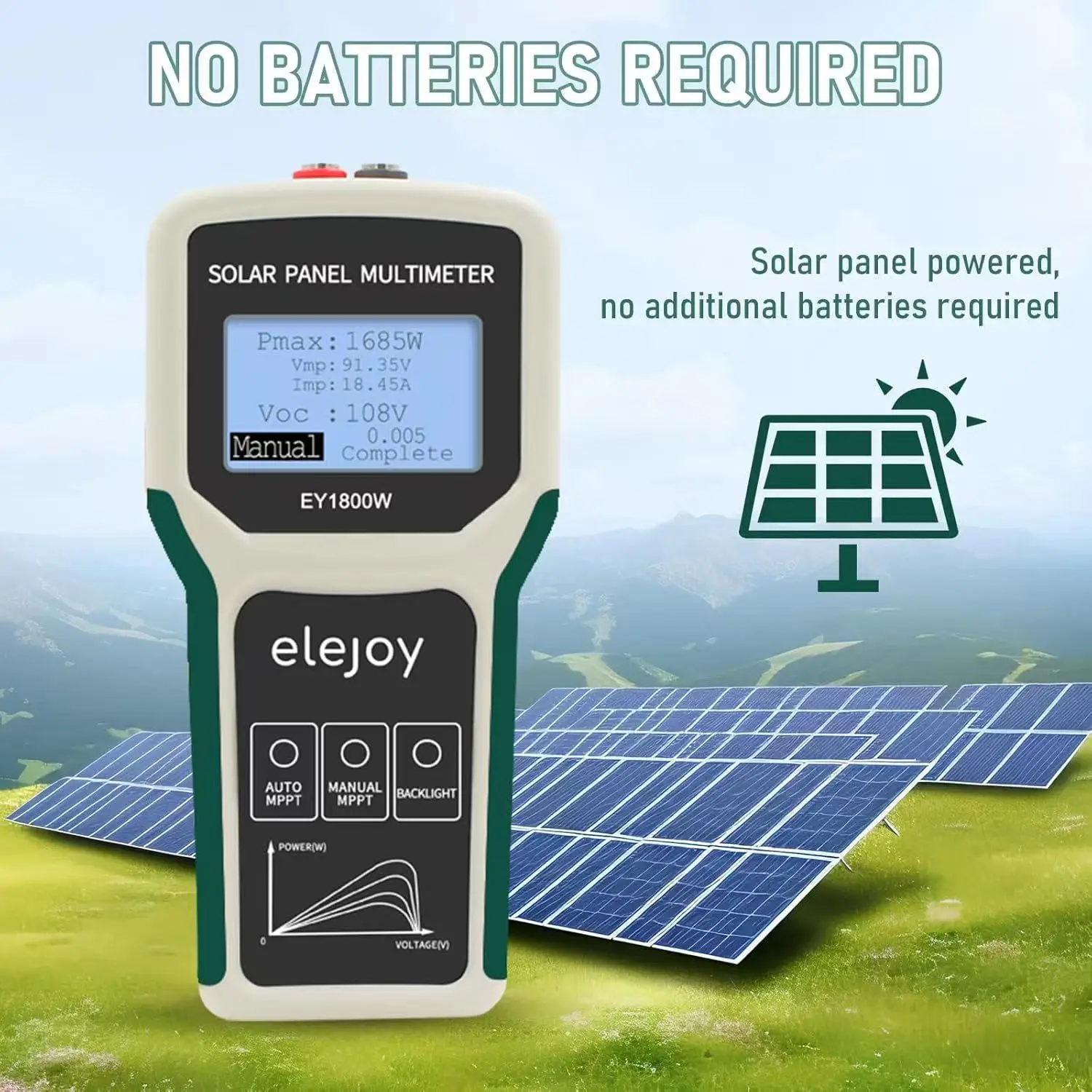 EY-1800W Solarpanel-Tester und MPPT-Multimeter-PV-Datenprüfkit für den privaten/gewerblichen Gebrauch, 20–120 V/0–60 A Solarsystem-Analysator